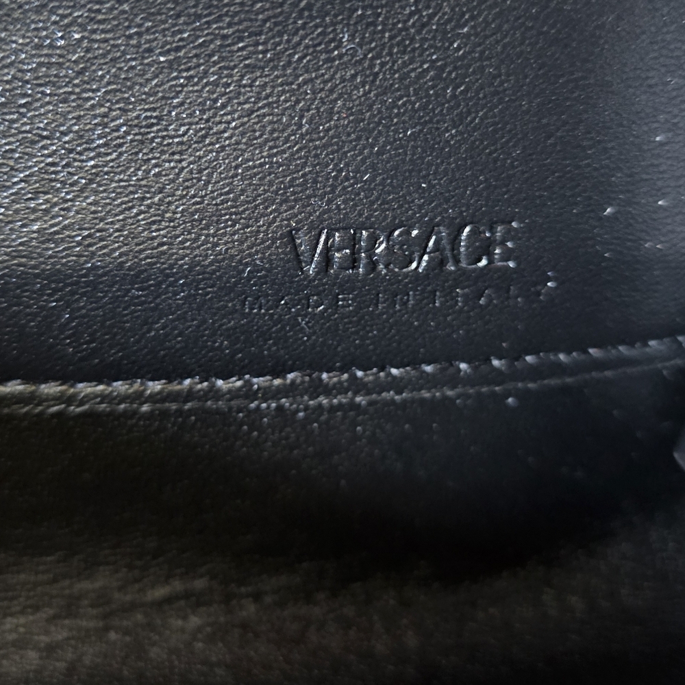 Versace Greca Goddess Mini Quilted Patent Leather Crossbody / Clutch Black - Picture 9 of 13